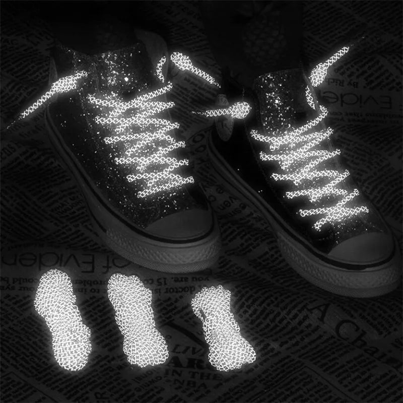 1 Pair Reflective Shoelaces Top Quality Round Rope Sports Shoe Laces Boots and Sneaker Shoelace Multi-color Length 120cm