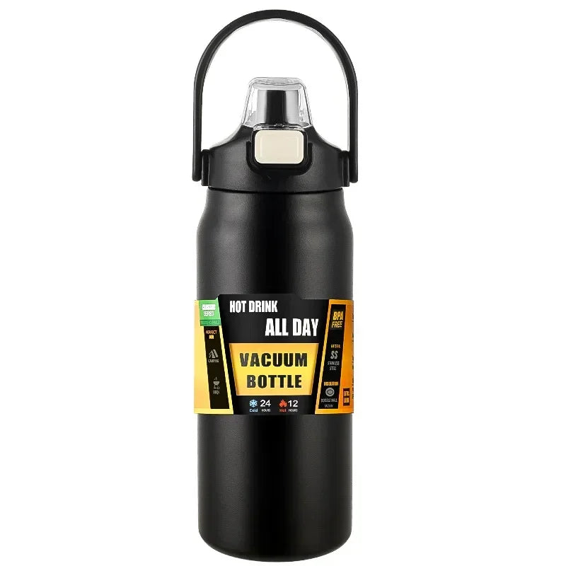 Outdoor Thermos Portable 304 Stainless Steel Thermal Mug, Vacuum Flask Cold & Hot Sports Water Bottle with Straw