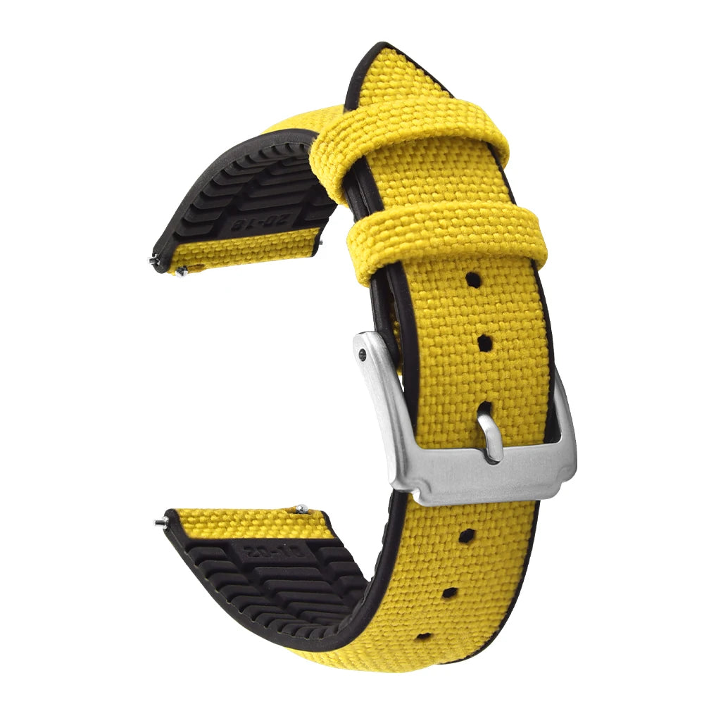Sailcloth Rubber Strap 18 19 20 21 22mm Sailcloth Nylon Quick Release Band Universal Silicone Bracelet For Cartier Seiko Omega