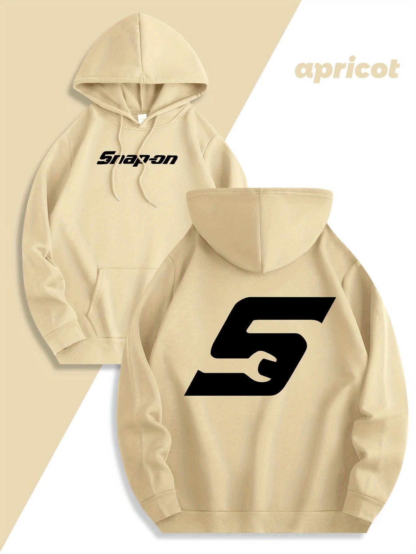 2025 Red Snapon Hooded Sweatshirt Casual Long Sleeve Pullover100_ Polyester Knit Fabric All-Season Warm Hoodie with Drawstring