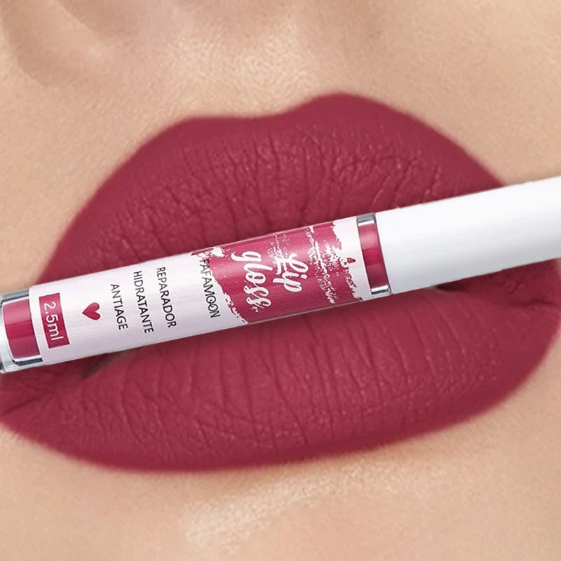 Matte Liquid Lipstick Rose Red Lip Glaze Makeup Moisturizing Waterproof Durable Lip Mud Non-stick Cup Lip Gloss Korean Makeup