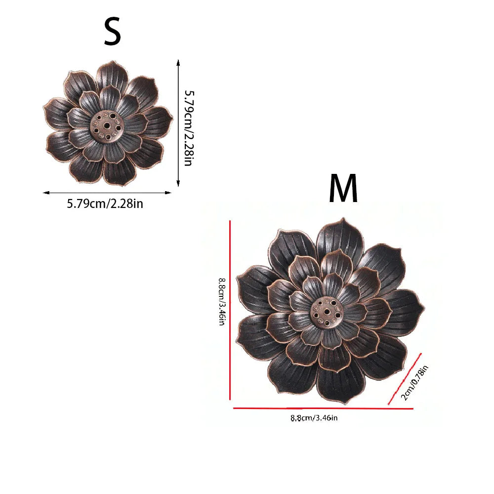 Buddhism Lotus Line Incense Alloy Incense Burner Stick Holder  plate Sandalwood Coil Base Temples Yoga Studios Home Decoration