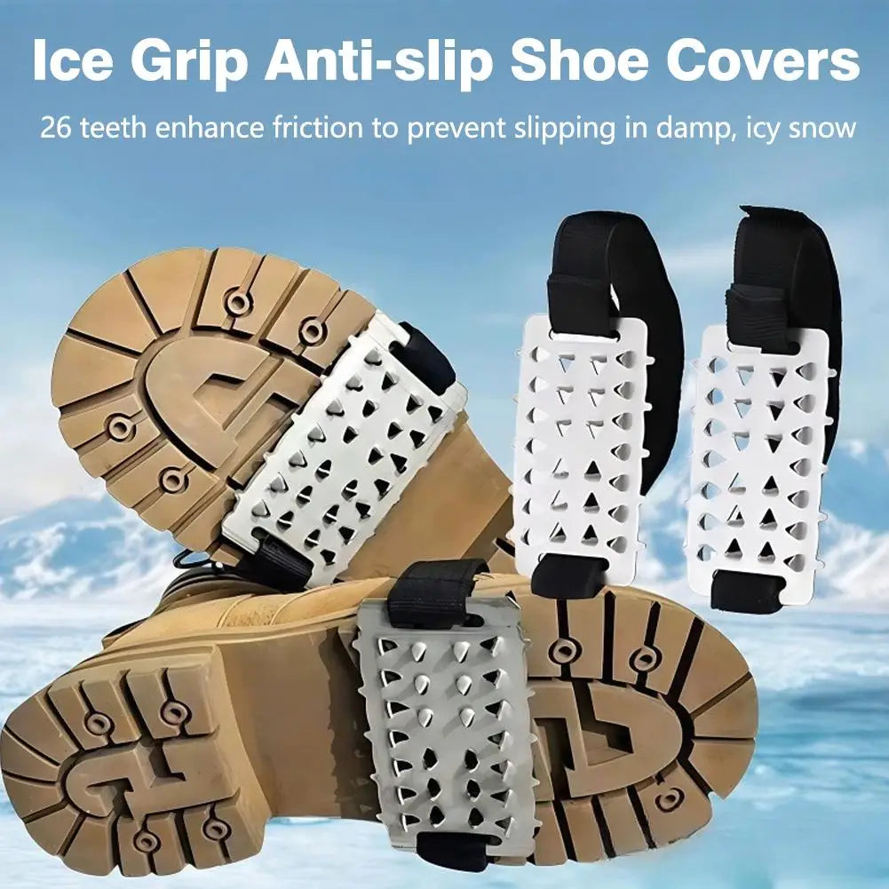 1 Pair Adjustable Stainless Steel Snow Claw Ice Grippers With System - Heavy-Duty Winter Climbing, Walking, Driving Grips Tool
