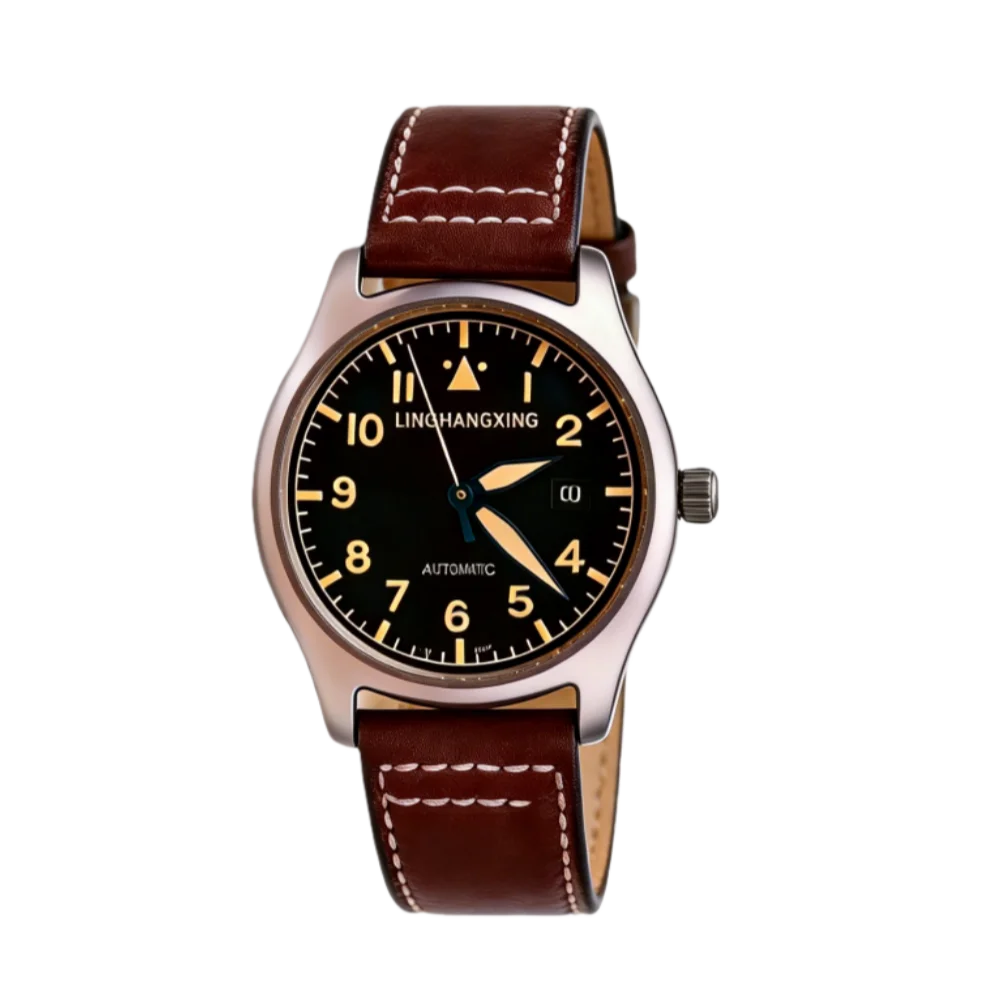 2026 New LINGHANGXING Men's Fashion Watch Movement Luminous Dial Genuine Leather Band Business Casual