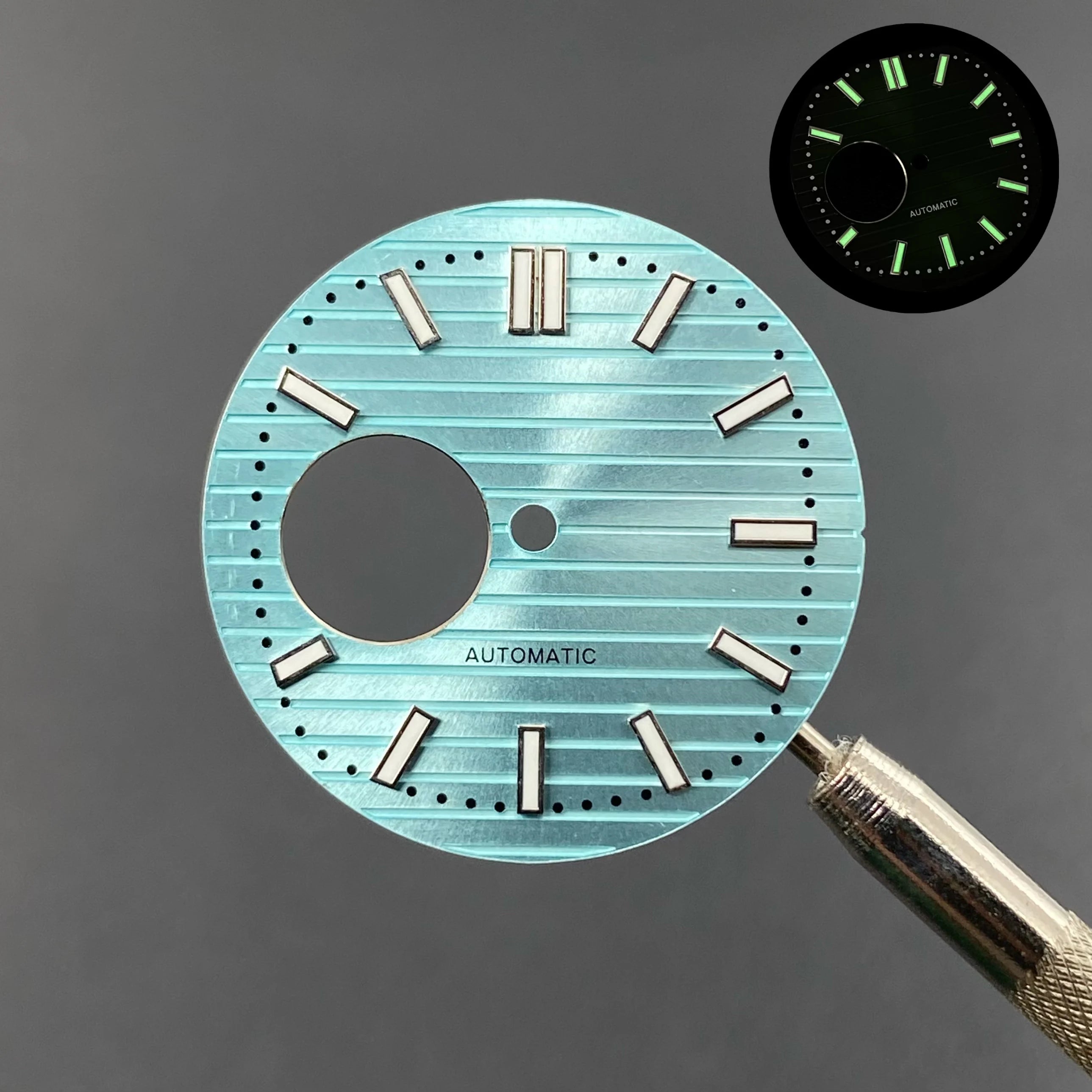 N30.5MM Dial Nautilus No Logo Watch Dial Green Luminous With Hands Suitable for NH38 Movement Modification Repair Accessories