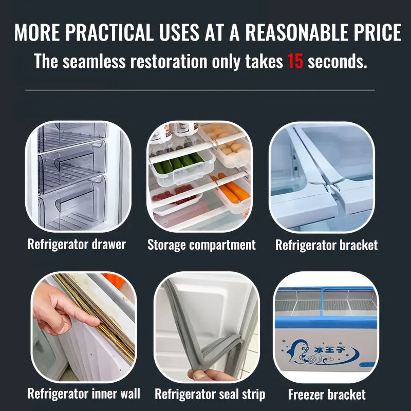 KJM Refrigerator Drawer Repair Glue - Quick-Dry Strong Sealant for Cracks & Breaks, Easy Apply, Durable Bond, Freezer Resistant