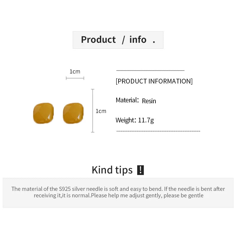 10 Pcs/set Candy Color Square Resin Stud Earrings for Women Sweet Simple Geometric Acrylic Ear Studs charms Jewelry Sets K