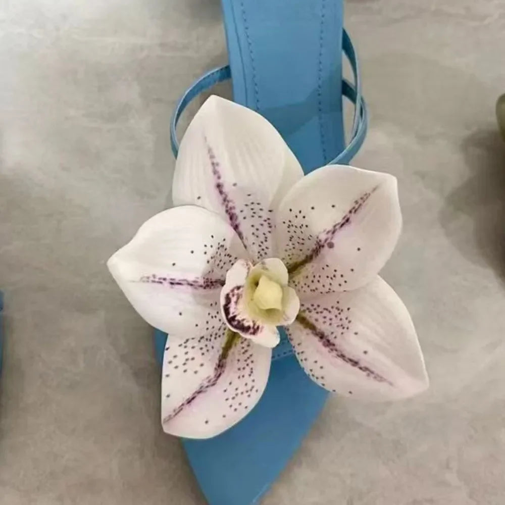1 Pair Simulation Coloful Thai Fairy Butterfly Flower Shoe Buckles Personalized Design Butterfly Orchid Simulation Buckles Decor