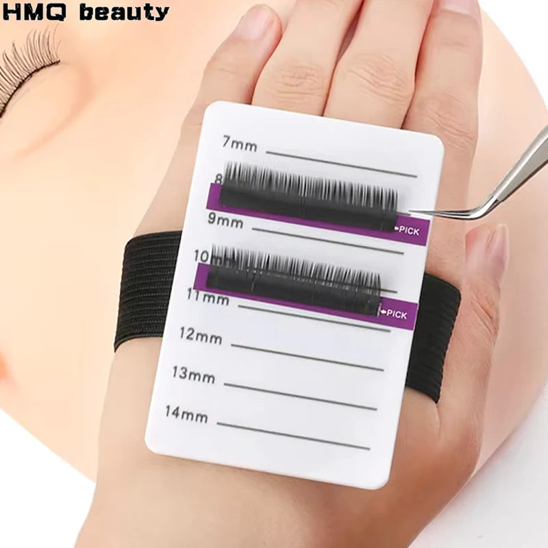 Acrylic Lashes Holder Pad Individual Eyelash Tablet with Bandage 7-14mm/8-15mm Eyelash Extensions Hand Plate Salon Makeup Tools
