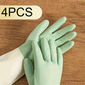 4pcs Waterproof Housework Cleaning Gloves Kitchen Cleaning Latex Laundry Dishwashing Gloves Wear Resistant Rubber Work Gloves