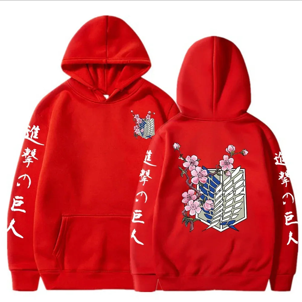 Hot Anime Attack on Titan Wings of Liberty Sakura Wings of  MenSweatshirt Streetwear Print Autumn Fleece Hoodies