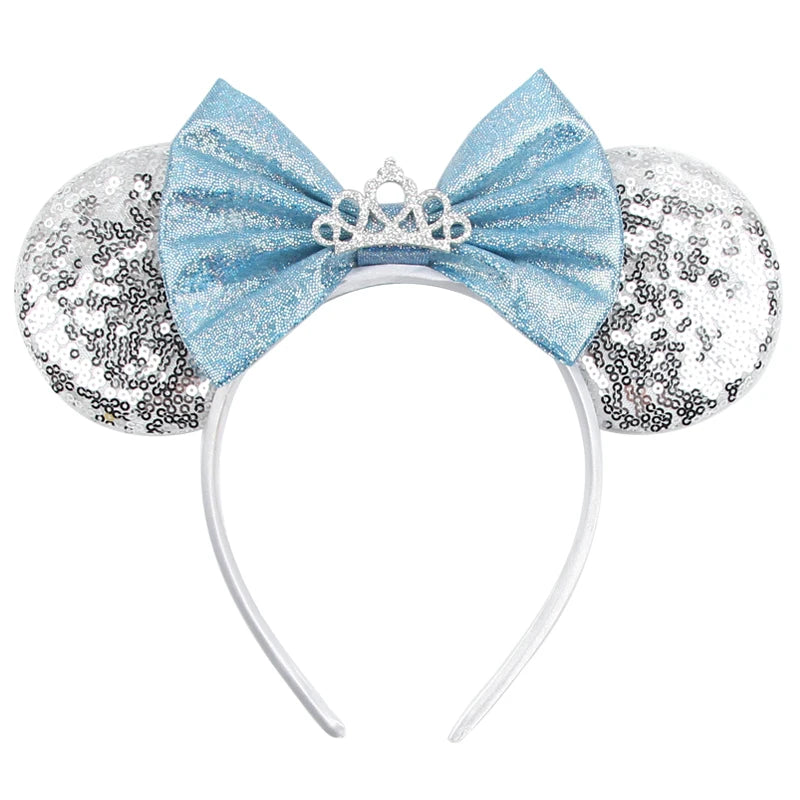 2025 New Style Mickey Minnie Ear Headband Sequin Bows Girl Adult Kids Halloween Party Cosplay Hair Accessories Princess Hairband