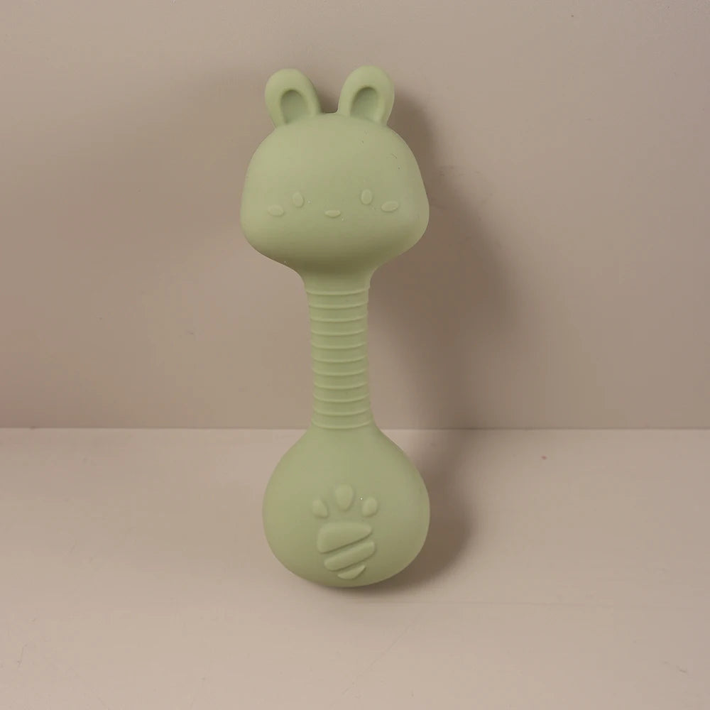 2-in-1 Barbell Shape Silicone Teether baby Rattle toy with sound 5kg