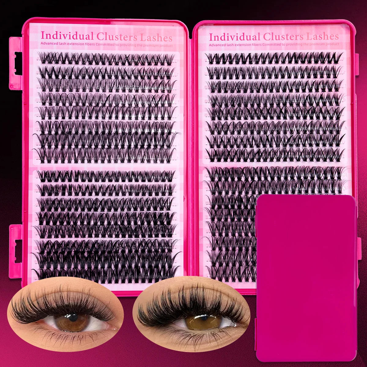 DIY Cluster Lash Large Capacity Mixed Lengths Curl Dense Eyelash Extension 3D Wispy Lash Suitable for Party and Stage Makeup