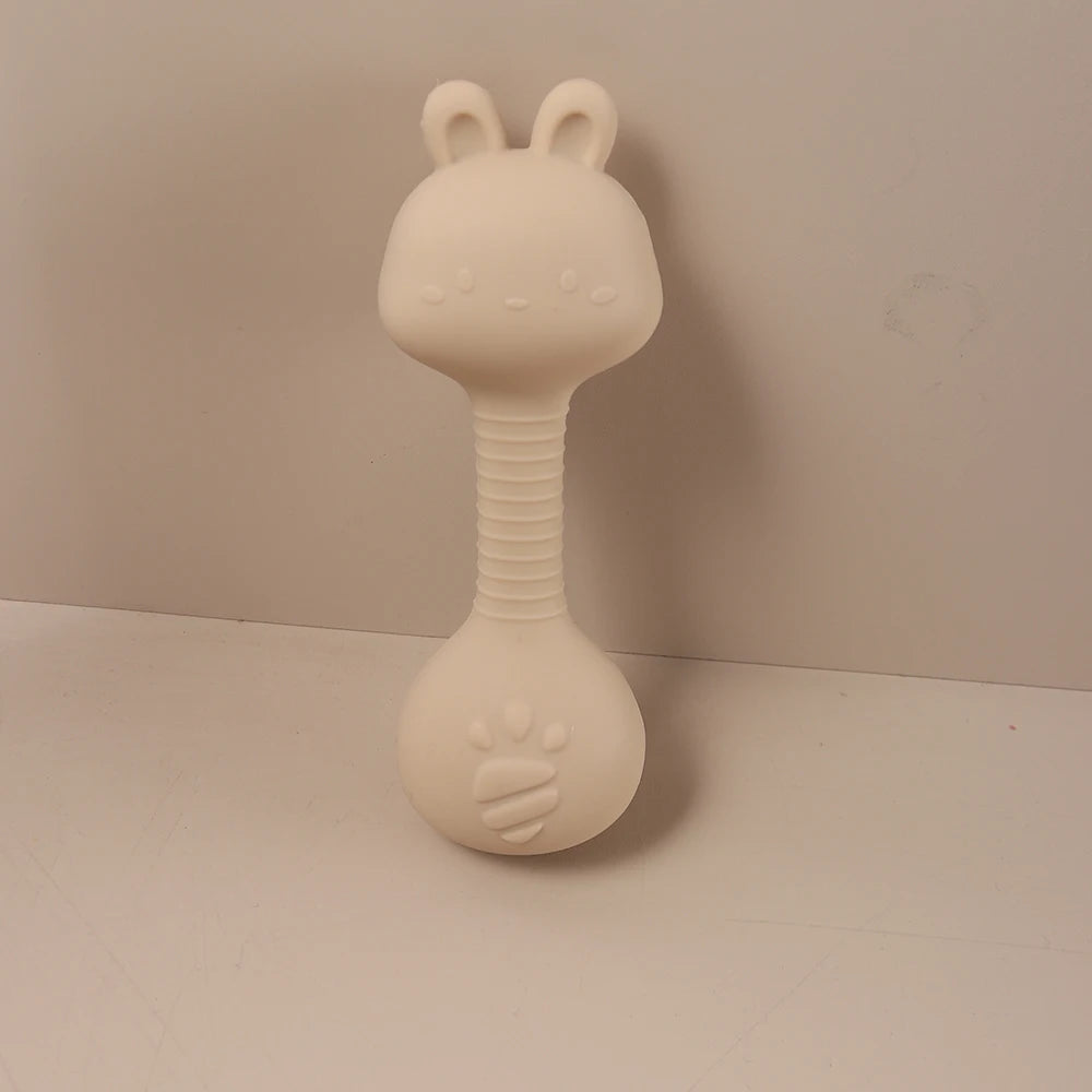 2-in-1 Barbell Shape Silicone Teether baby Rattle toy with sound 5kg