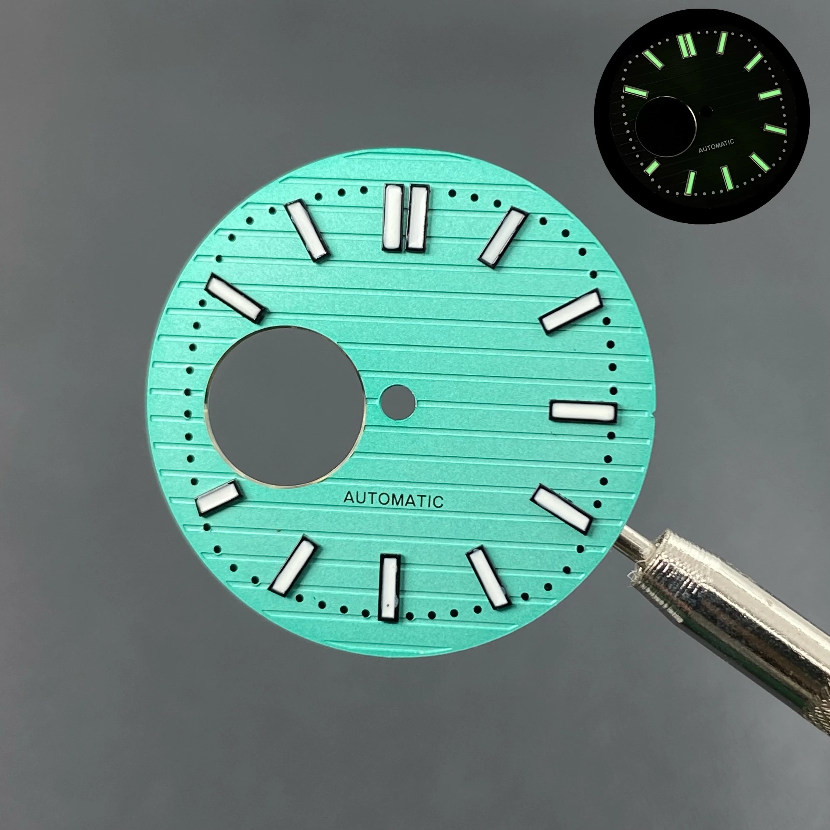 N30.5MM Dial Nautilus No Logo Watch Dial Green Luminous With Hands Suitable for NH38 Movement Modification Repair Accessories