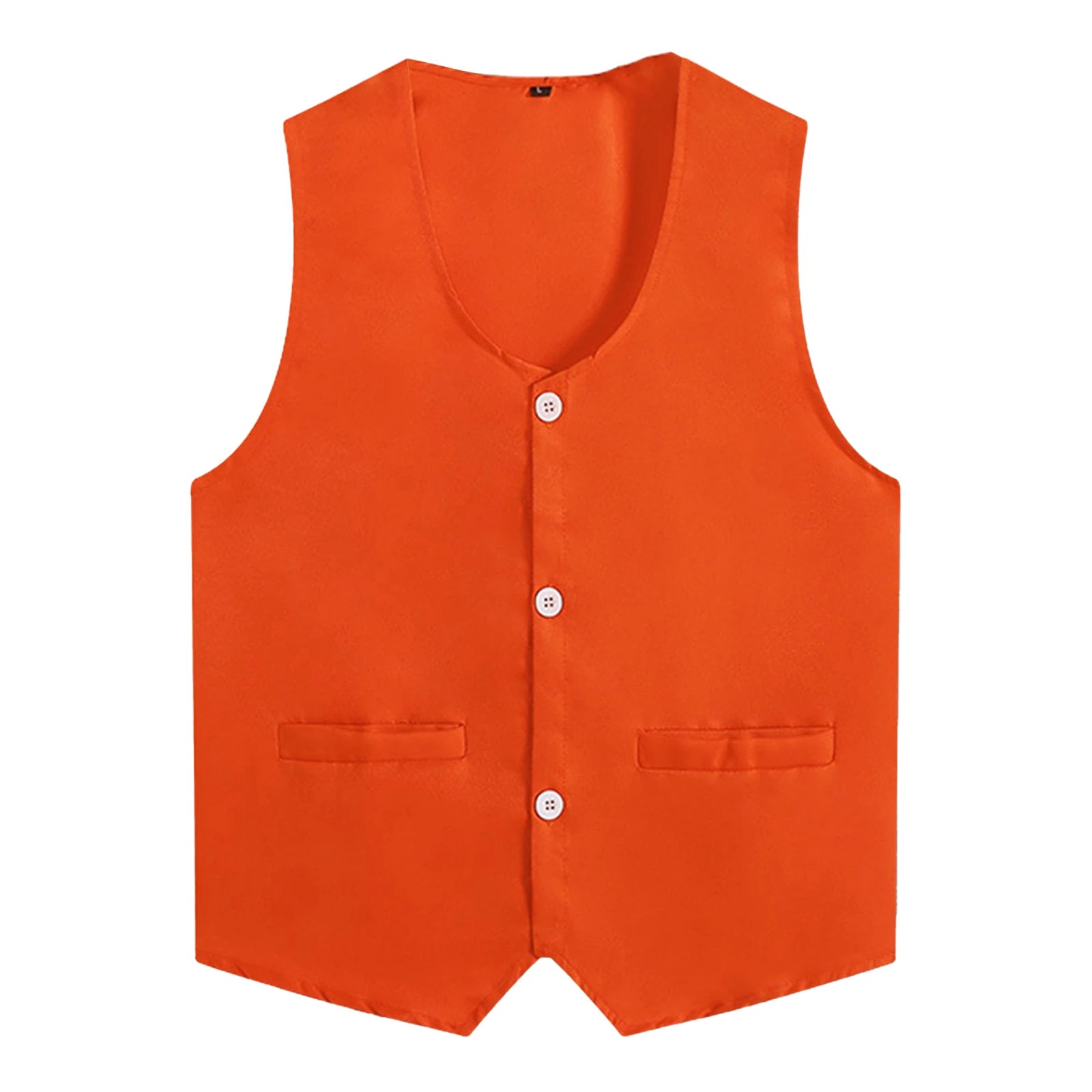 Kids Boys Girls Button Volunteer Vest Solid Color V Neck Sleeveless Waistcoat Volunteers School Camp Activities Uniform