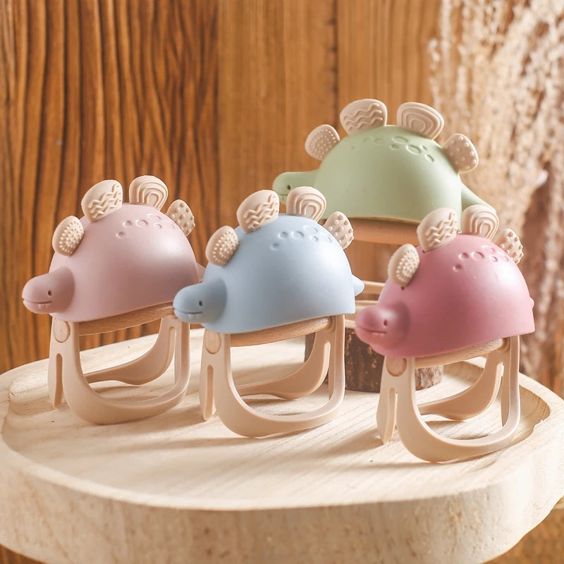 Baby Silicone Teether Dinosaur Silicone Gloves Baby Care Utensils 0 12 Months Dental Care Silicone Rattle Toys Chewing Gum Baby