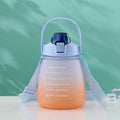 1.3L Large Capacity Sports Water Bottle with Straw Gradient Color Women's Outdoor Running Portable Plastic Bottle