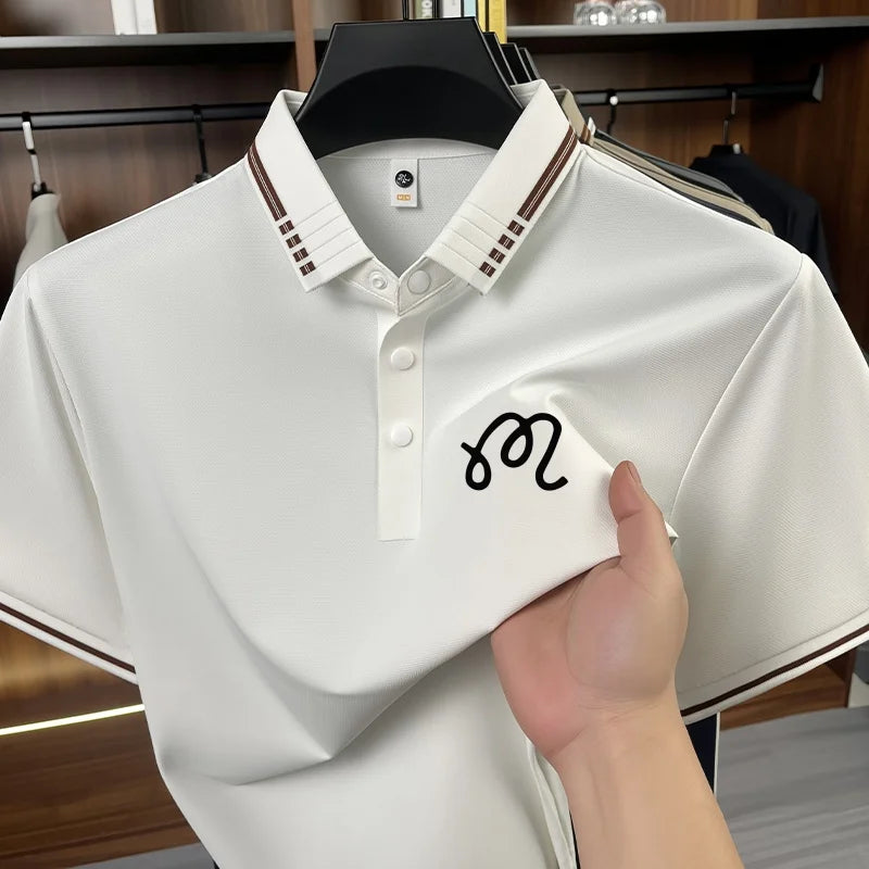 Designer Men's New Seamless Exquisite Print Polo Shirt Cool Short Sleeved Fashion Solid Color T-shirt Business Casual Men's Wear