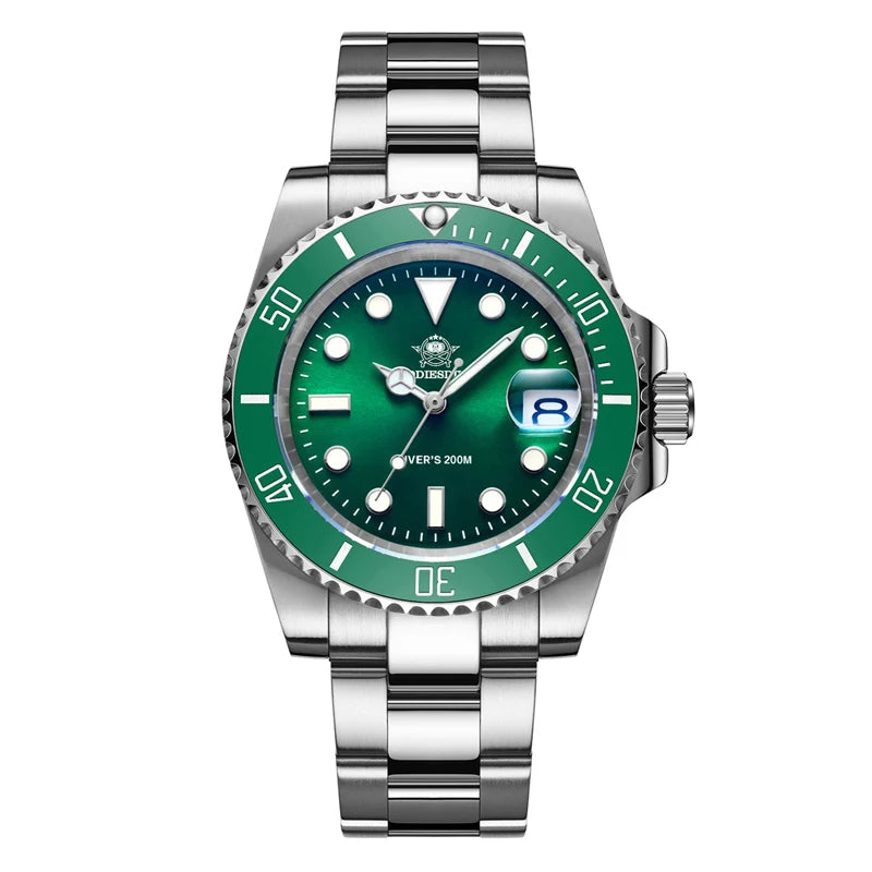 ADDIESDIVE Classic Men's Business and Leisure Quartz Watch 200m Waterproof 316L Stainless Steel Sports Night Light Diving Watch