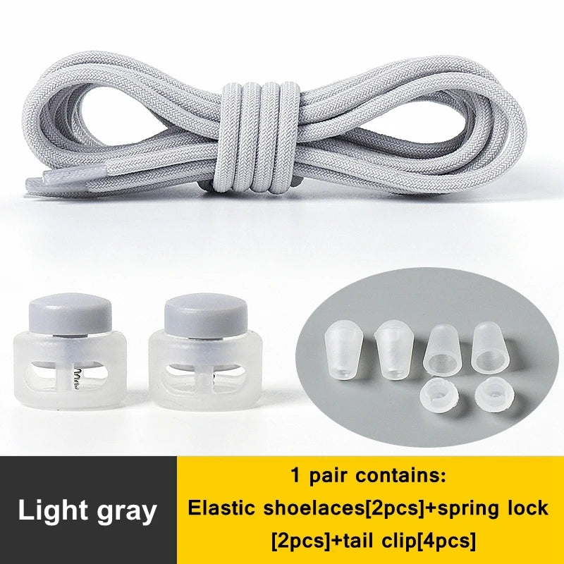 1 Pair Lazy Laces Elastic For Sneakers Snap Lock Shoelaces Without Ties Suitable For Children And Adults Round Shoelace Artifact