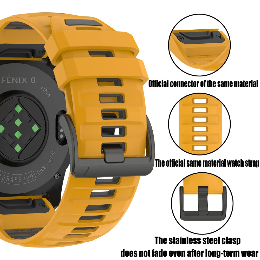 Sport Strap Silicone Watch Band 22mm 26mm For Garmin Fenix 8 Pro E 7 7X 6 6X 5 5X Plus Quick Release Bracelets Women Men Correa
