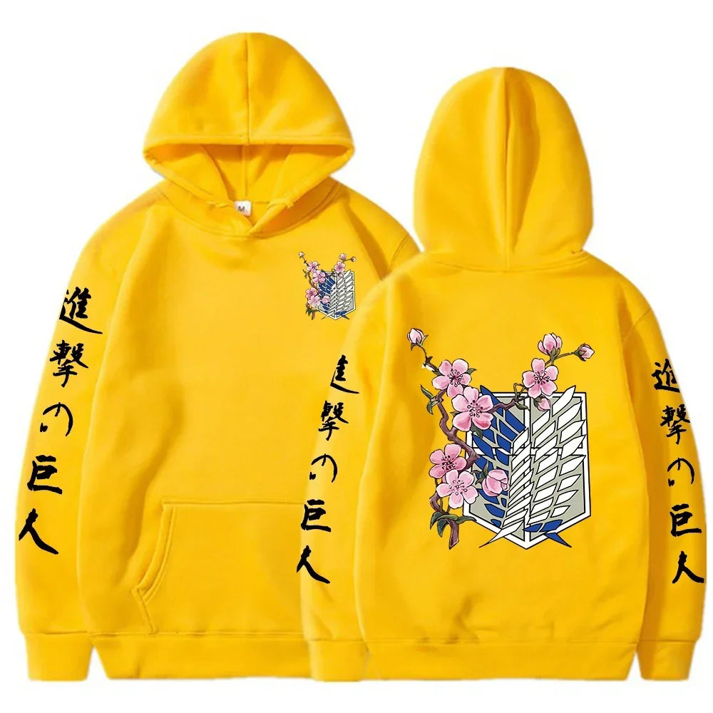 Hot Anime Attack on Titan Wings of Liberty Sakura Wings of  MenSweatshirt Streetwear Print Autumn Fleece Hoodies