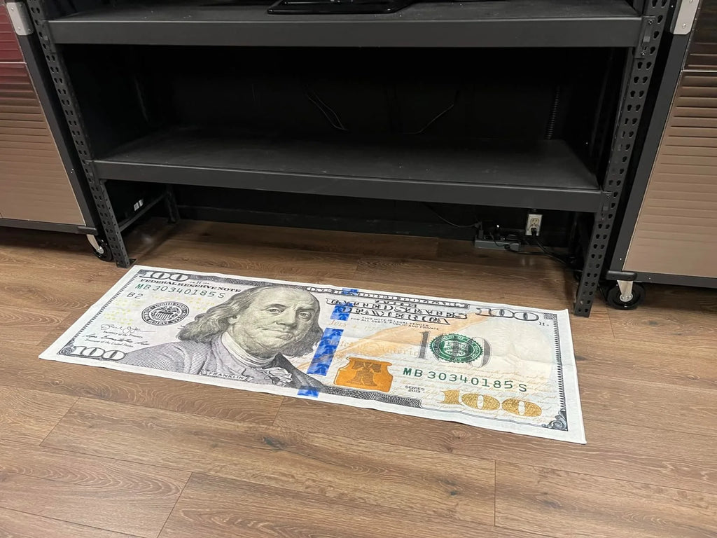 100 Bill USA Money Throw Accent Area Rug Large Floor Carpets Mat Non Slip Washable Runner Carpet for Entryway Hallway Laundry Bathroom Kitchen Bedroom Living Room