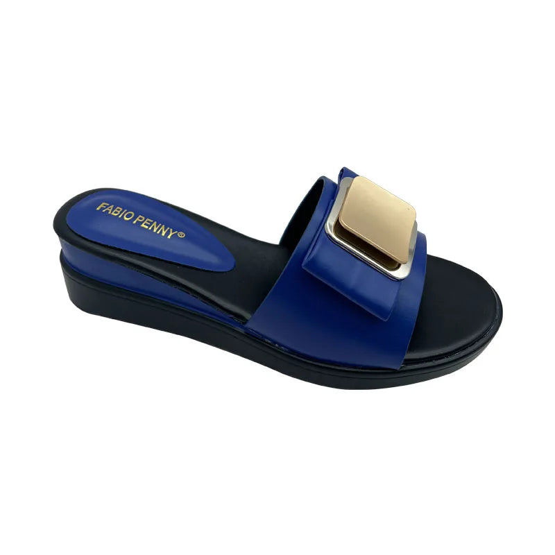 FABIO PENNY's 2026 new popular exquisite metal fashion thick-soled design slippers summer parties comfortable ladies' slippers
