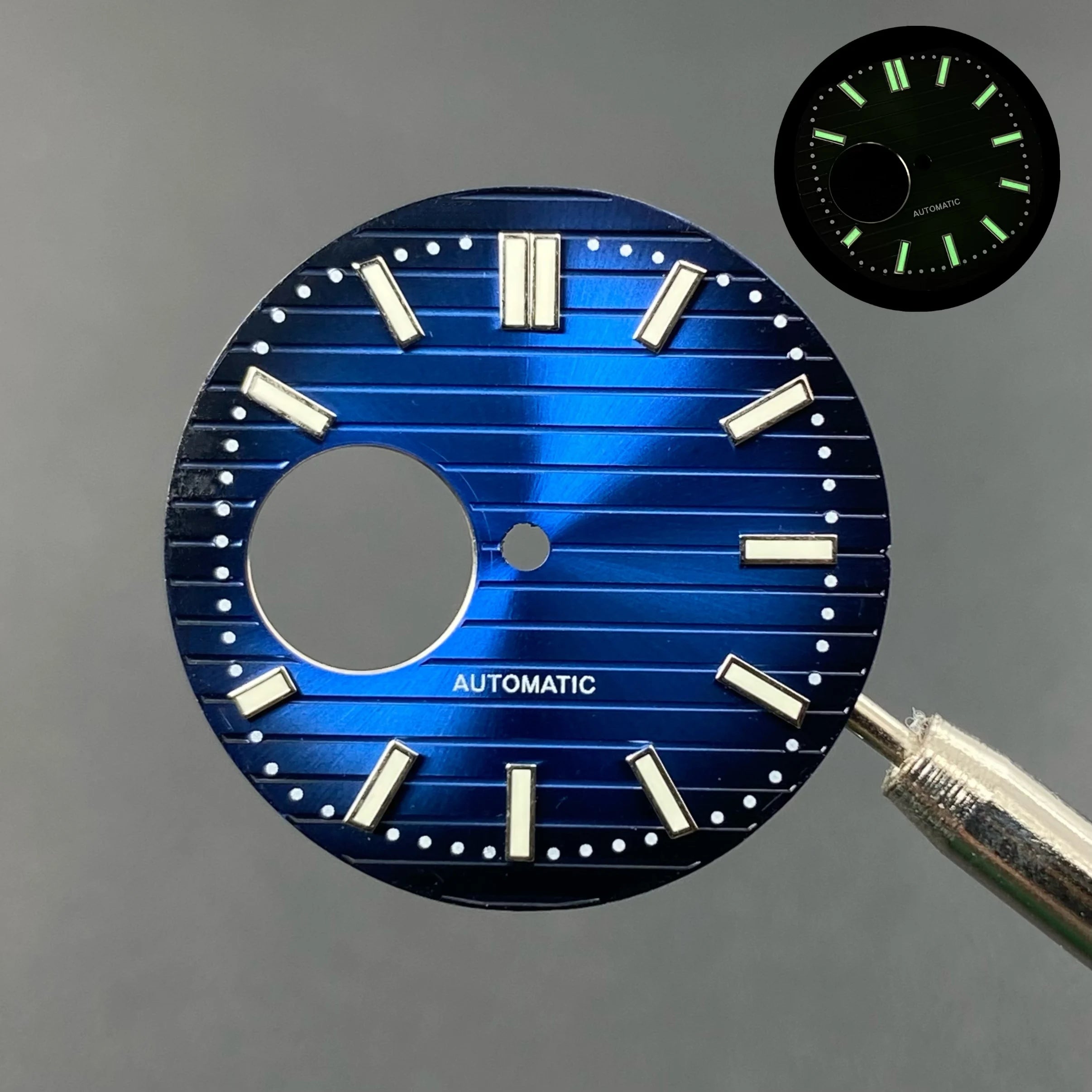 N30.5MM Dial Nautilus No Logo Watch Dial Green Luminous With Hands Suitable for NH38 Movement Modification Repair Accessories