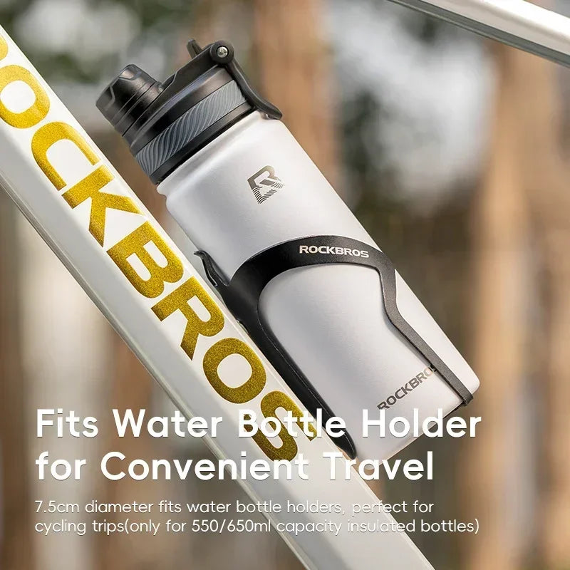 ROCKBROS Thermal Water Bottle Sports Water Bottle Non Slip Stainless Steel Cold And Hot Thermo Cup Cycling Hiking Equip