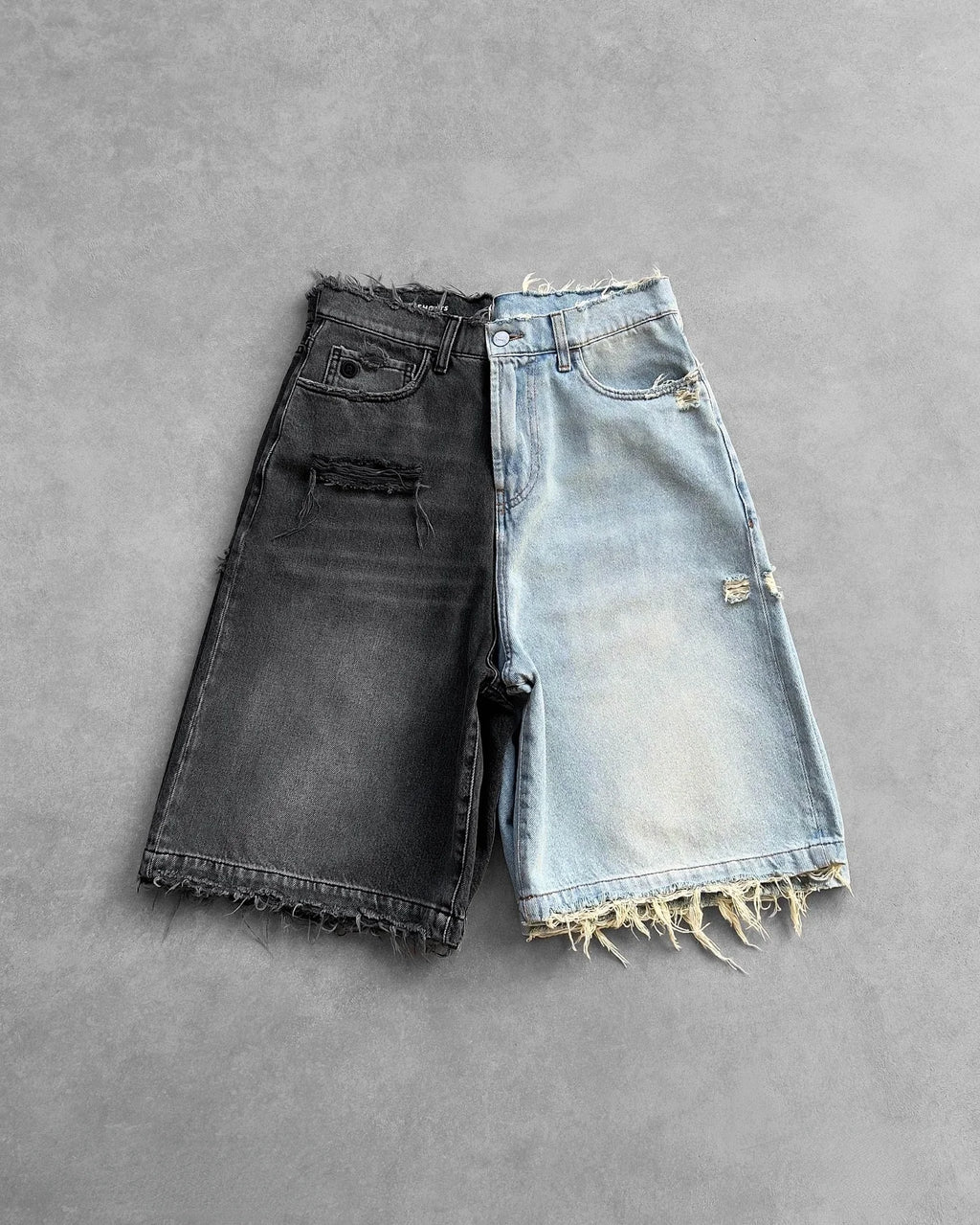 Y2k Black Punk Wash Baggy Work Shorts Men Women Summer Hip Hop Ripped Hole Denim Shorts Raw Edge Casual Jorts Streetwear