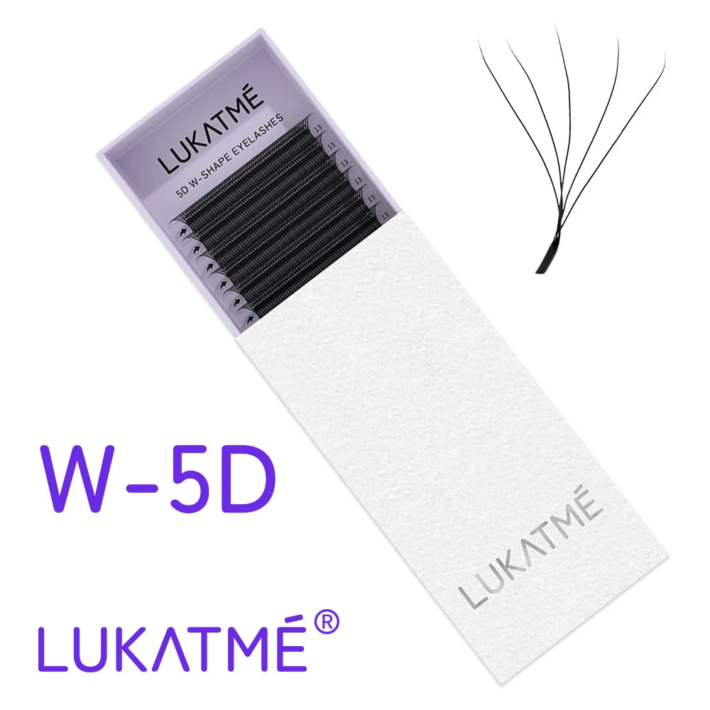LUKATME 5D W Eyelash Extensions C/D Curl 8-15mm W Shaped 5D Fans False Lashes Mega Volume 5D Eyelash for Makeup