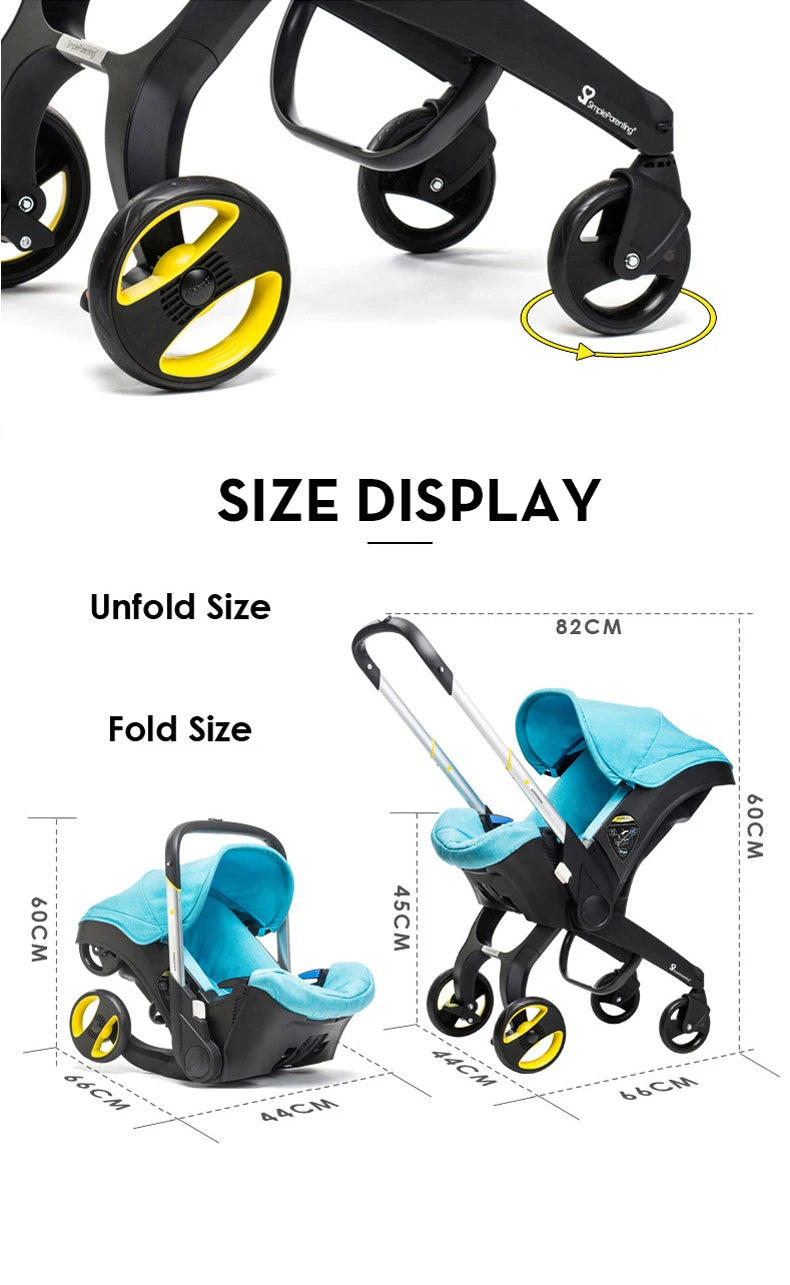 4In1 Baby Stroller, Multifunctional Stroller Foldable with Car Seat Baby Car Carriage Portable Baby Stroller 3in1
