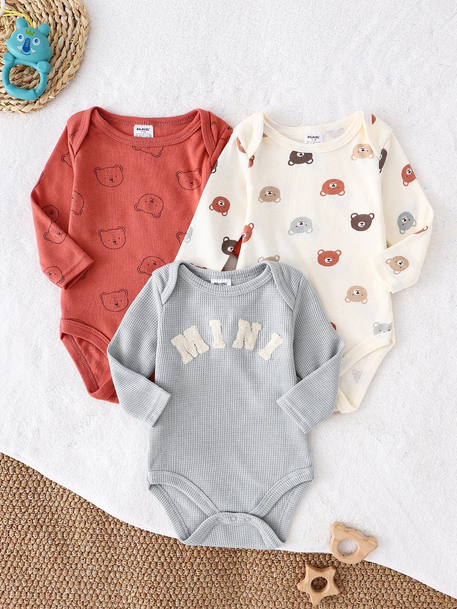 Baby boy onesie 3PCS New style baby boy clothes Spring/Autumn long-sleeved onesie Cotton fabric Suitable for 0-9months