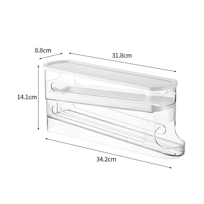 Bilayer Fridge Egg Storage Box Ladder Style Automatic Rolling Egg Holder Rack Refrigerator Dispenser Egg Organizer