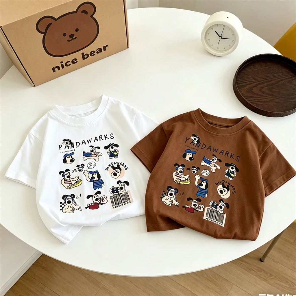 Full Print Tshirt Boys Child Short-sleeved Tops 2026 Summer Clothes Round Neck T Shirt Fashion Casual Wear Toddler Cute Tees