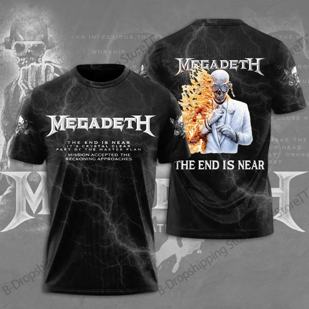 Mens T Shirt Rock Megadeth Band 3D Print T-shirt Men Fashion Short Sleeve Tops Tees Kids Clothing Punk Hip Hop Harajuku Tops
