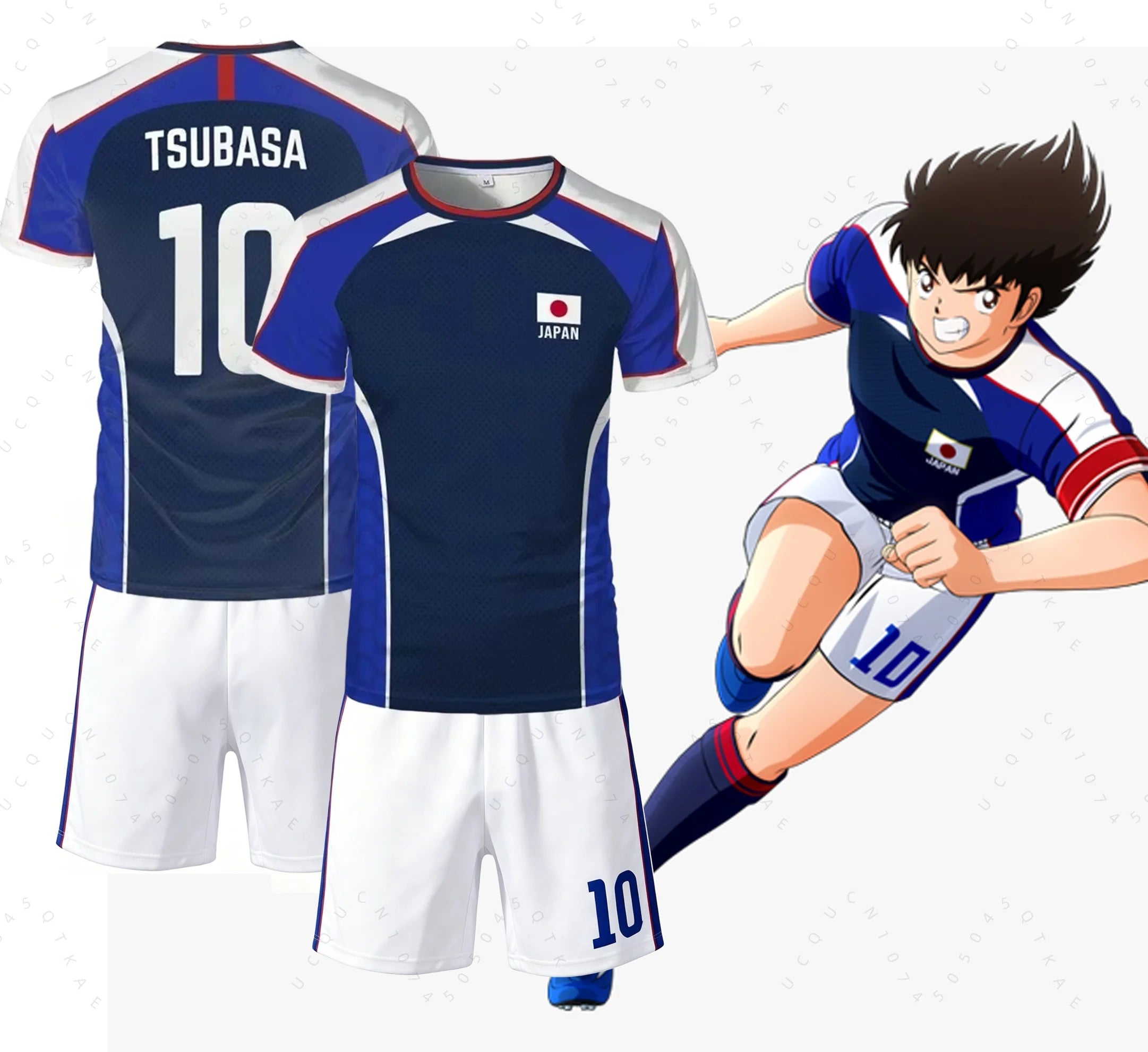 Piece Outfit Children Tracksuit Captain Tsubasa Football No.10 Print T Shirts Can Choose T-Shirts Or Shorts Kids Adult Clothes