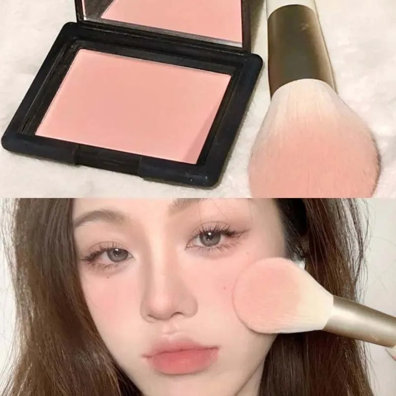 Low Saturation Silky Bean Paste Red Rouge Powder Single Color Natural Matte Cheek Blush Makeup Face Contouring Cheek Tint