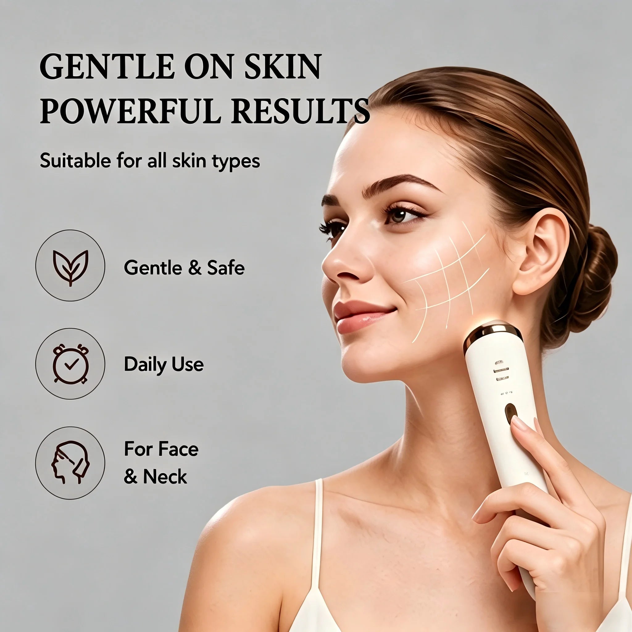 3 in 1 Red Light Handle Facial Device Portable V Shaped Face Lifting Slimming Massager for Neck Skin Tightening Anti-Aging Skincare Tool For Women Travel Home Use Gift