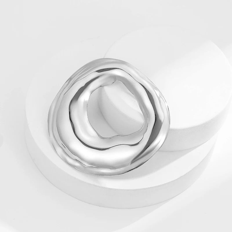 Loe | Stainless Steel Geometric Brooch New Plated 18k Gold Clothing Accessories High Quality Irregular Jewelry