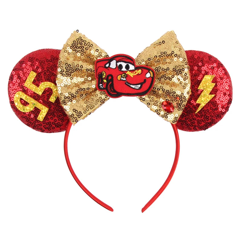 2025 New Style Mickey Minnie Ear Headband Sequin Bows Girl Adult Kids Halloween Party Cosplay Hair Accessories Princess Hairband