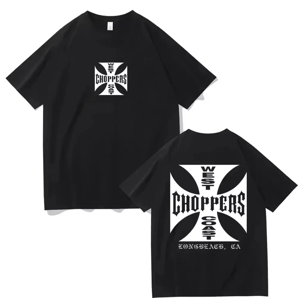 Summer 2026 New West Coast Motorcycle Design Men's T-shirt High Quality Fashion Print Crew Neck T-shirt for Men and Women
