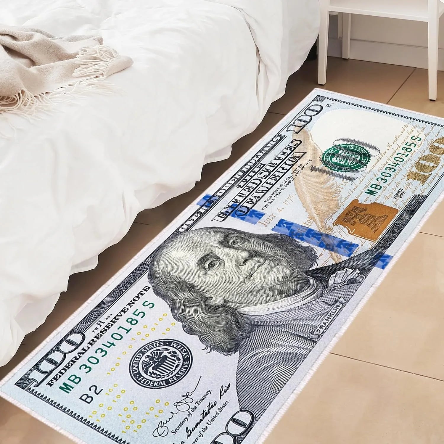 100 Bill USA Money Throw Accent Area Rug Large Floor Carpets Mat Non Slip Washable Runner Carpet for Entryway Hallway Laundry Bathroom Kitchen Bedroom Living Room
