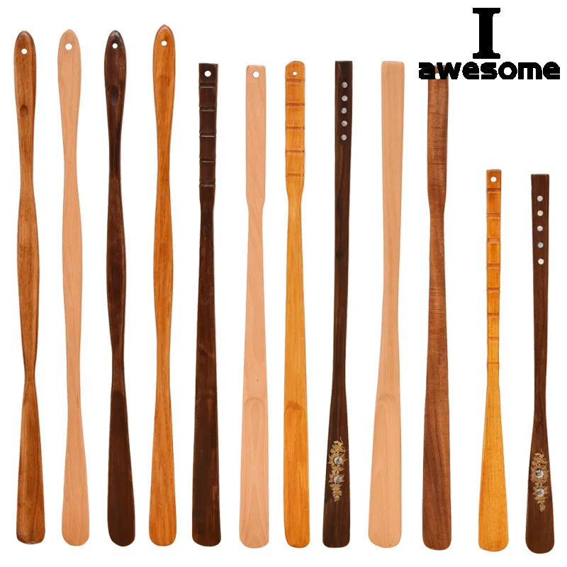 Professional Shoe Spoon Home Tools Durable Professional Wooden Shoe Horn Flexible Wood Long Handle Shoehorn Useful Shoe Lifter