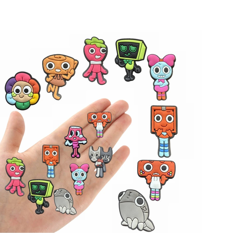 12pcs Dandys World Game series Shoe Charm PVC Decorations Assorted Style Detachable Waterproof Suitable summer For Gift ideal