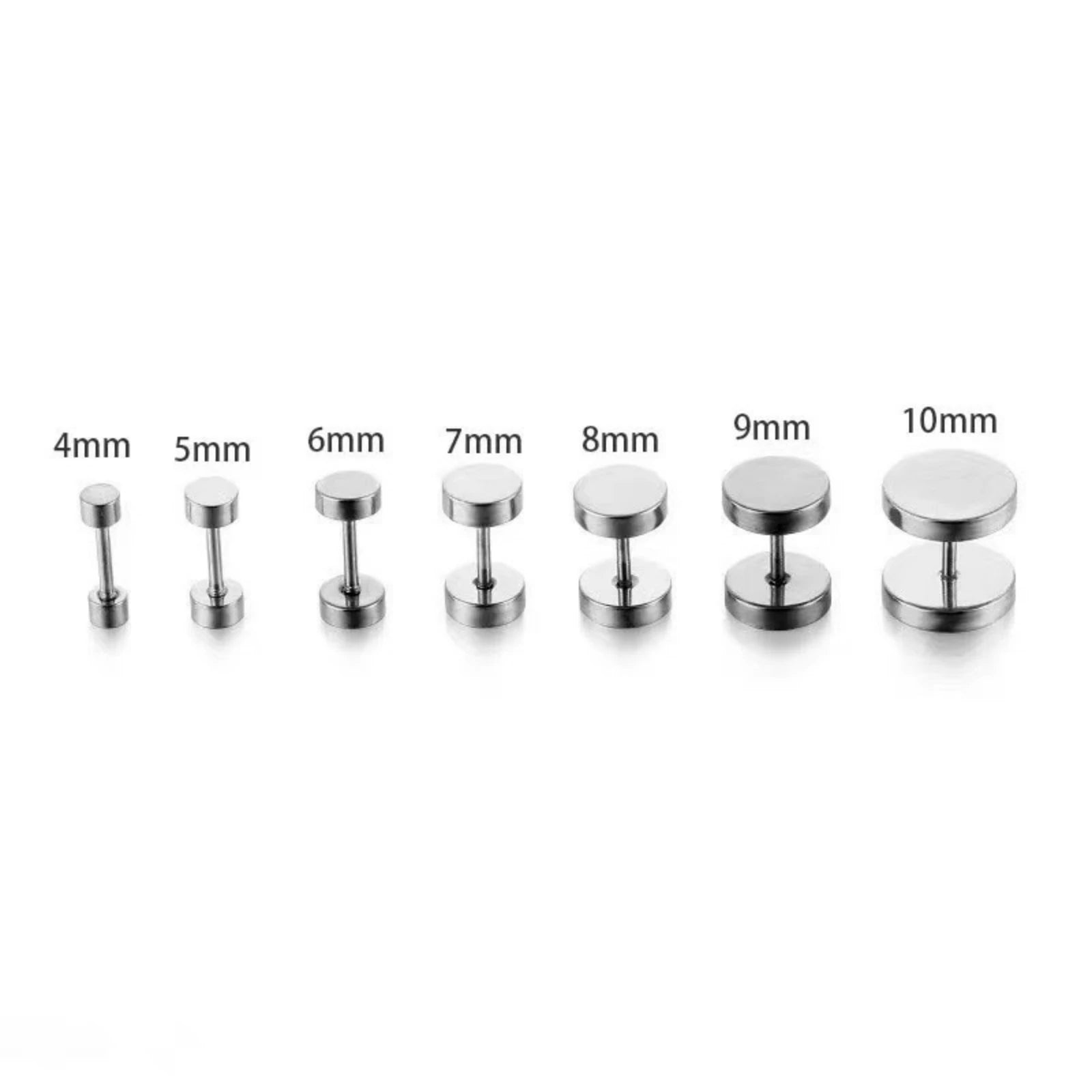 3MM-14MM Black/Gold/Steel Color Dumbbells Men Women's Stud Earrings Stainless Steel Small Round Minimalist Ear Piercings Jewelry