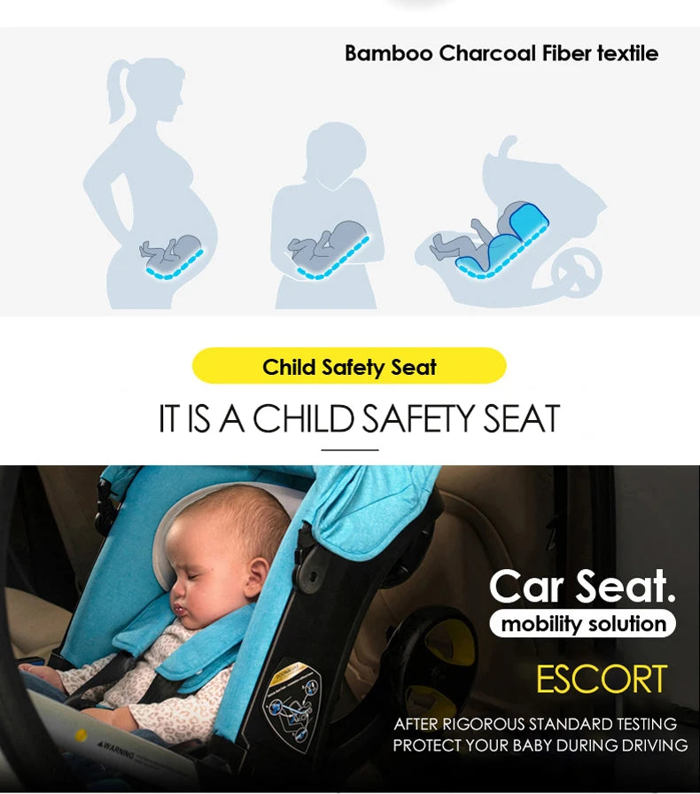 4In1 Baby Stroller, Multifunctional Stroller Foldable with Car Seat Baby Car Carriage Portable Baby Stroller 3in1